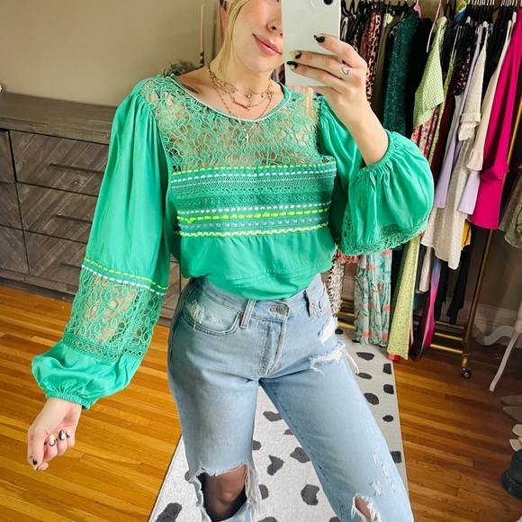 Anthro Bl-nk London Sunshine Peasant Blouse Top - Picture 7 of 12